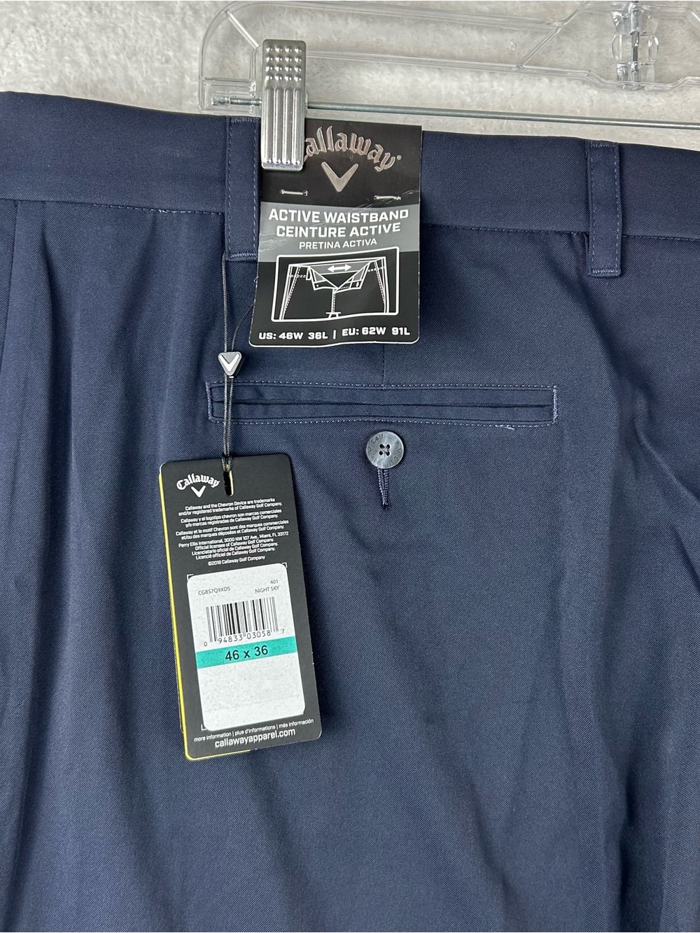 Callaway Men's Navy Active Waistband Chino pants performance stretch 46X36